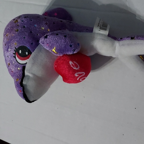 Dolphin with Stars Sparkles with hanging loop, purple and white w/Red Heart Love - Picture 5 of 5